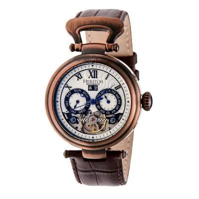 Heritor Automatic Ganzi Semi-Skeleton Leather-Band Watch