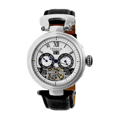 Heritor Automatic Ganzi Semi-Skeleton Leather-Band Watch