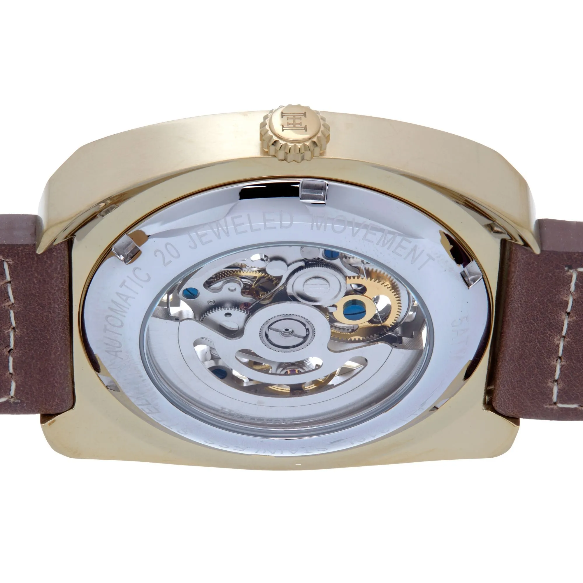 Heritor Automatic Gatling Skeletonized Leather-Band Watch