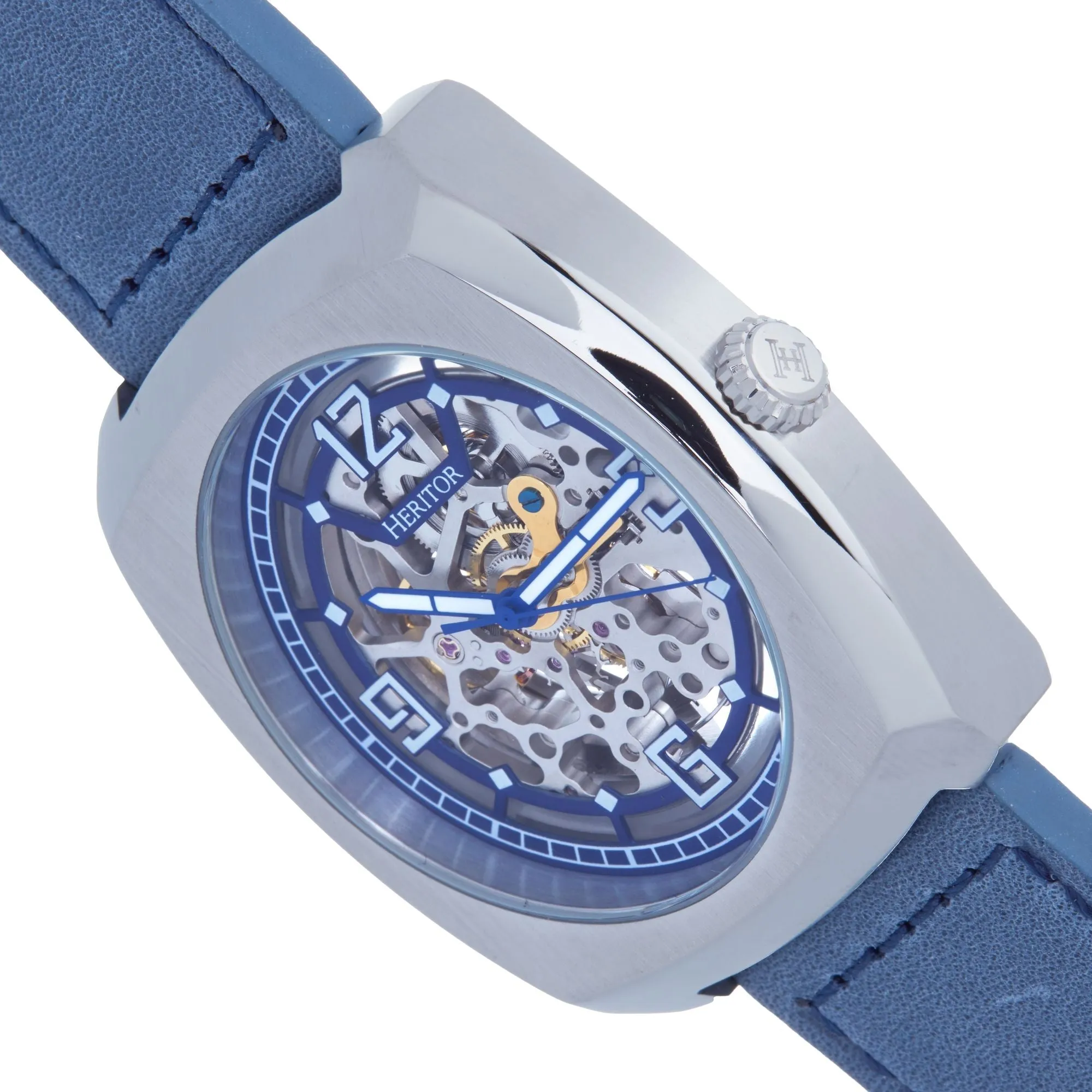 Heritor Automatic Gatling Skeletonized Leather-Band Watch