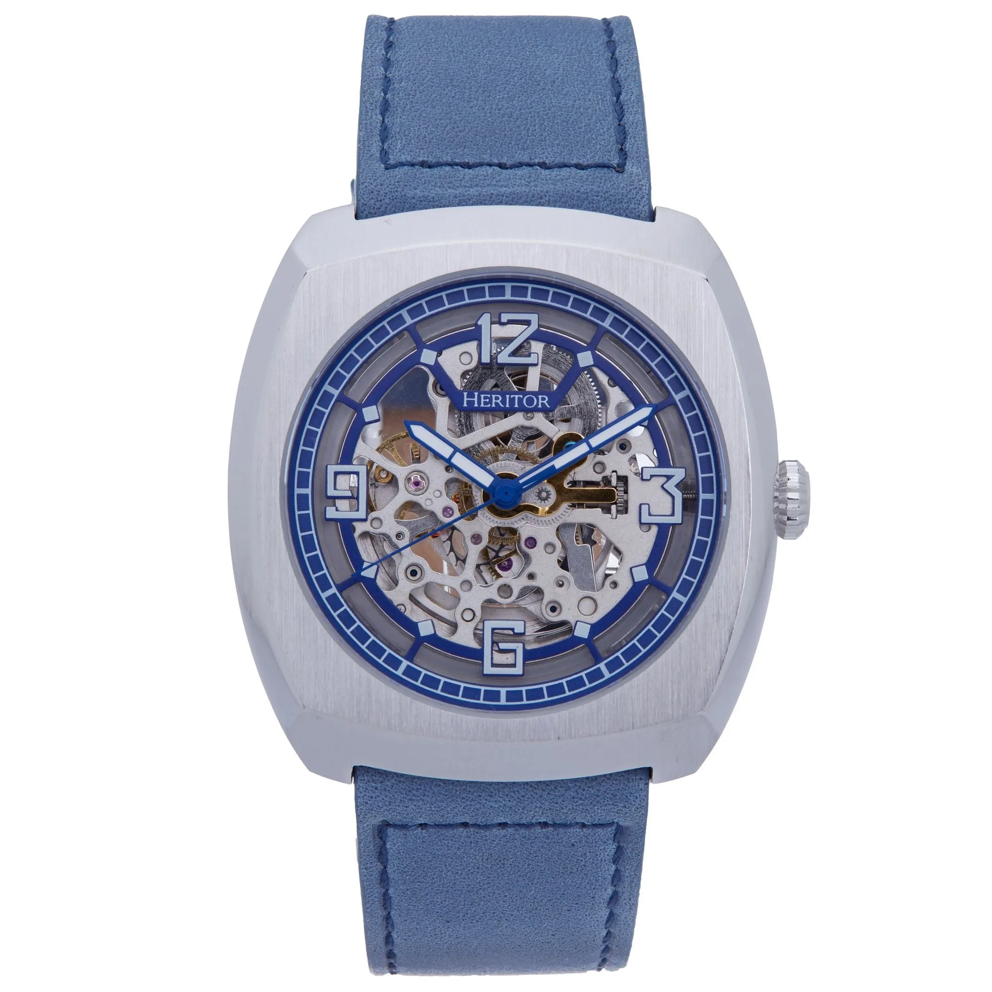 Heritor Automatic Gatling Skeletonized Leather-Band Watch