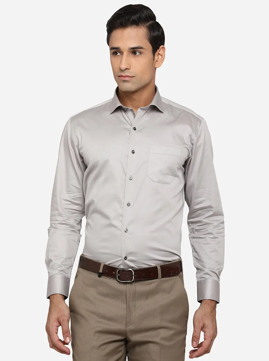 High Rise Grey Solid Slim Fit Party Wear Shirt | Greenfibre