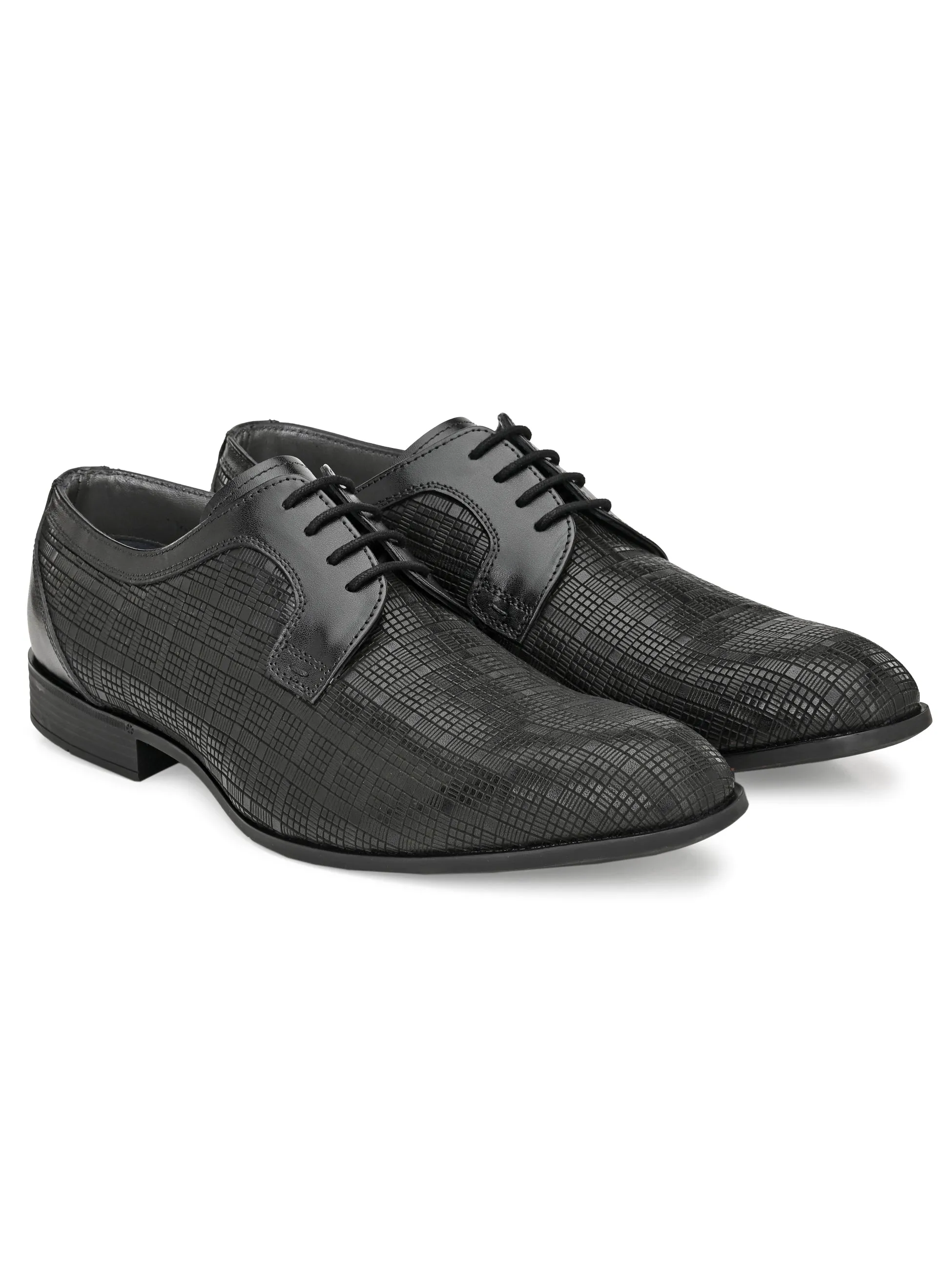 Hitz Men's Black Leathet Party Wear Lace up Shoes