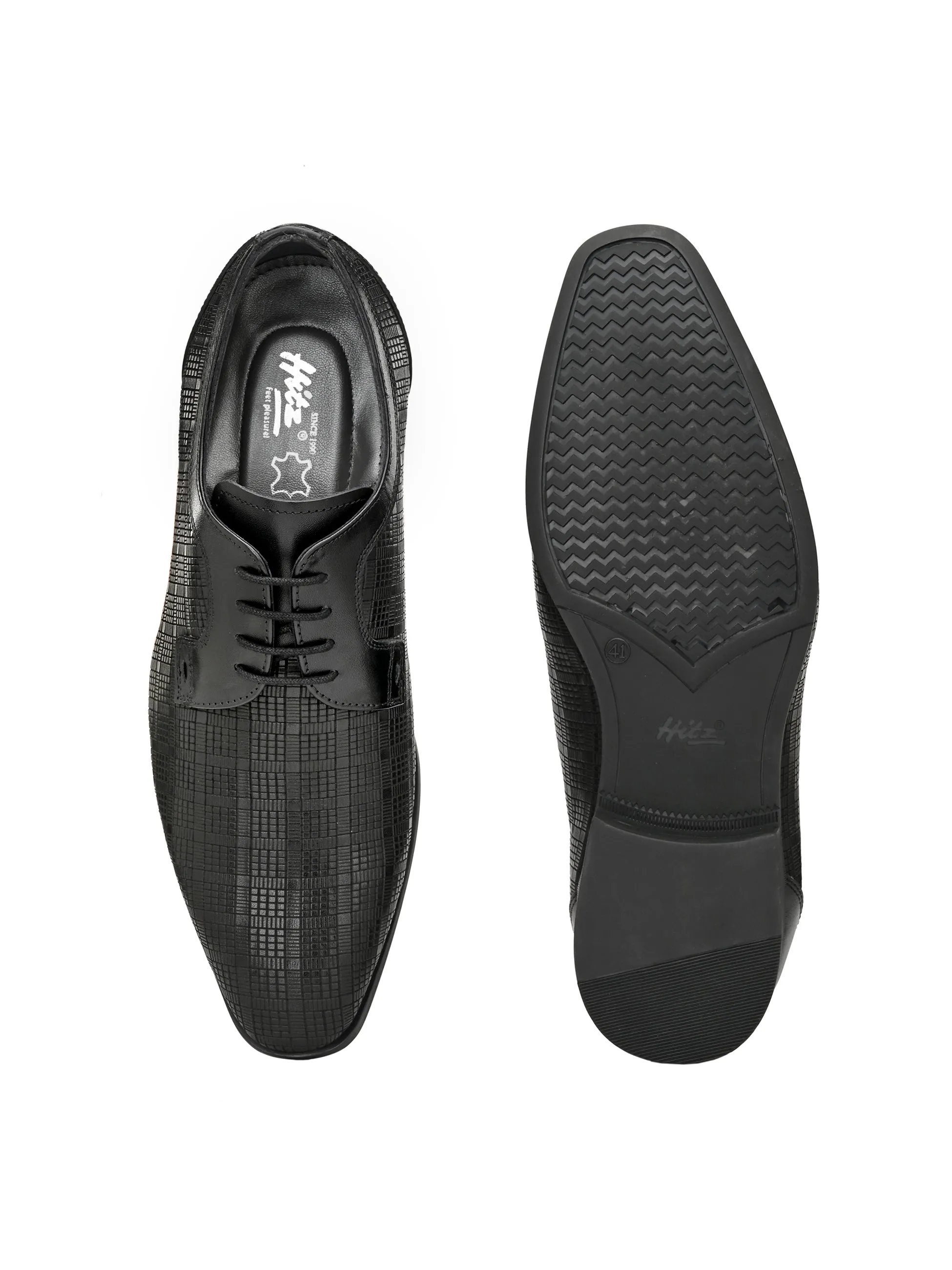 Hitz Men's Black Leathet Party Wear Lace up Shoes