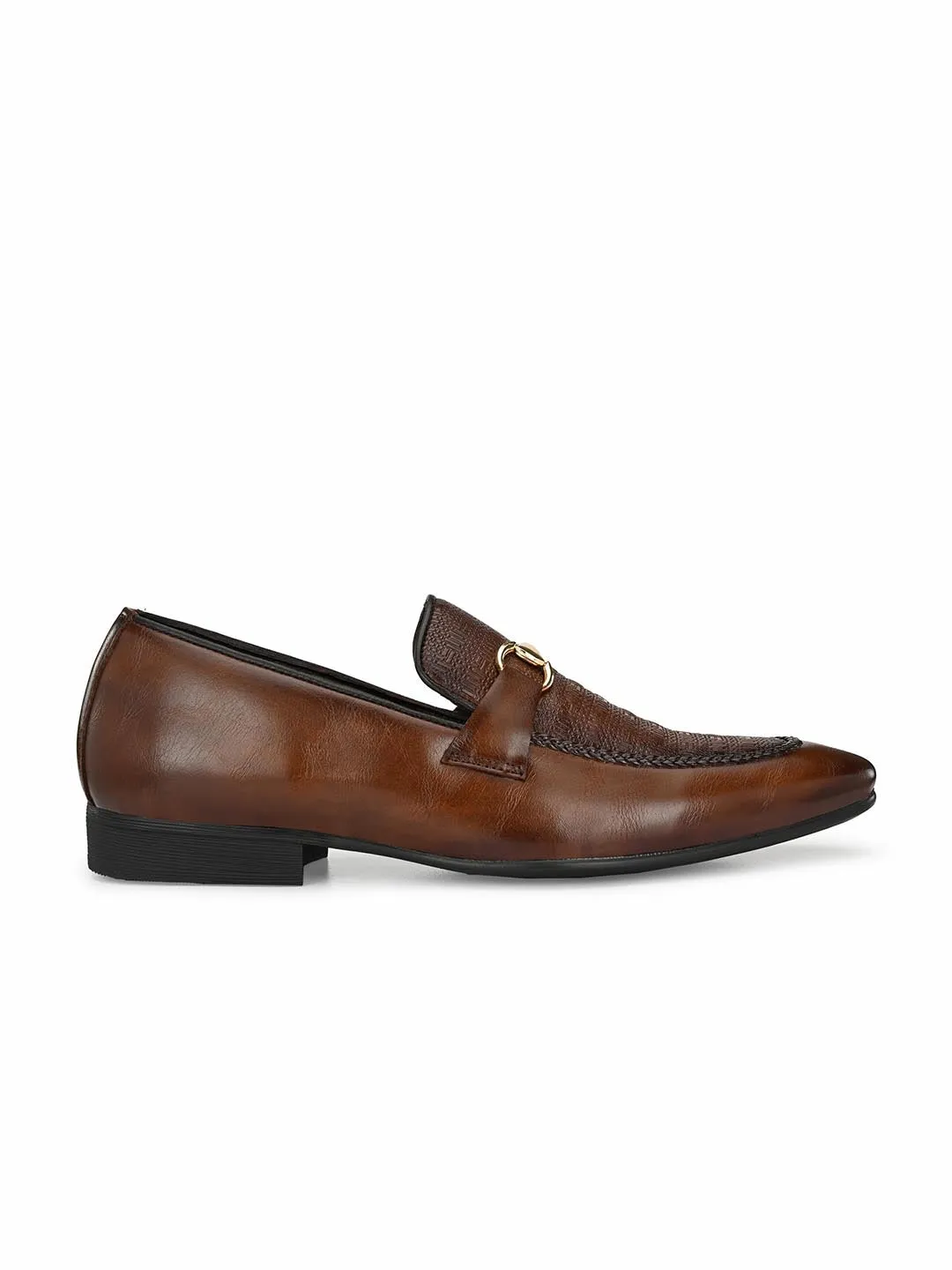 Hitz Men's Brown Synthetic Slip-On Semi-Formal Shoes