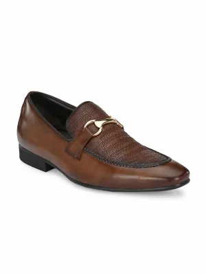 Hitz Men's Brown Synthetic Slip-On Semi-Formal Shoes