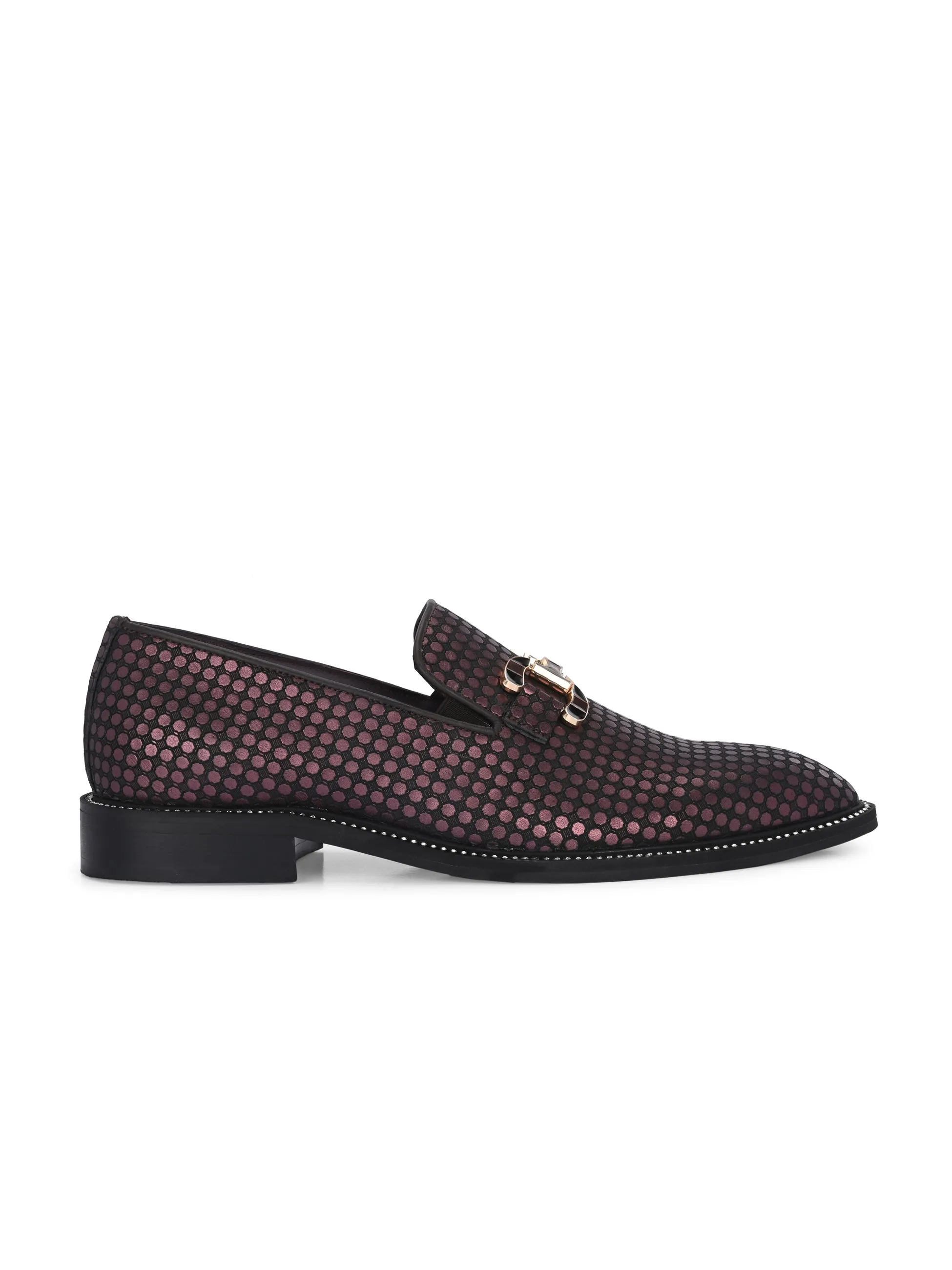 Hitz Men's Cherry Leather Formal Party Wear Slip On Shoes