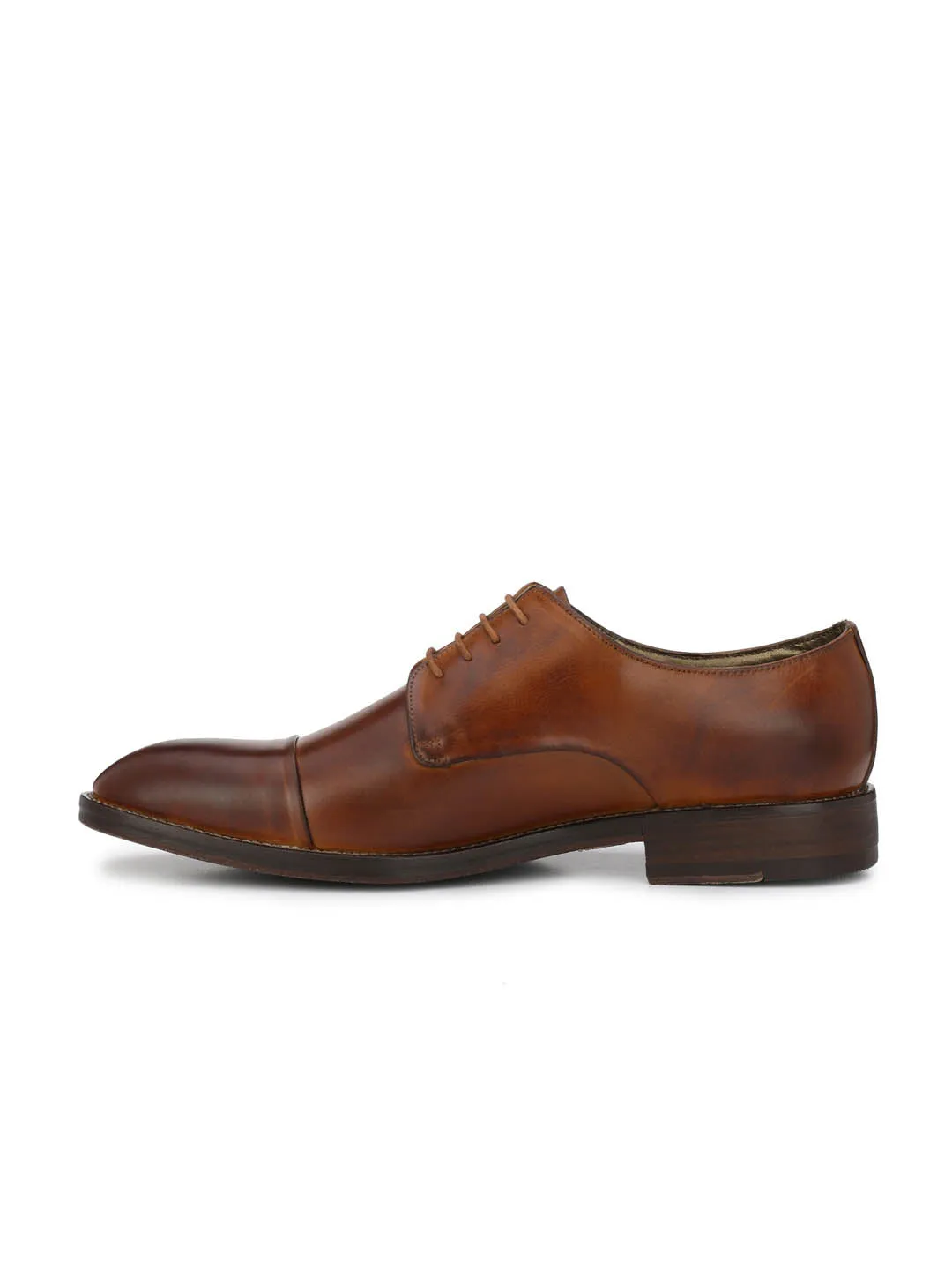 Hitz Men's Tan Leather Lace-up Semi-Formal Shoes