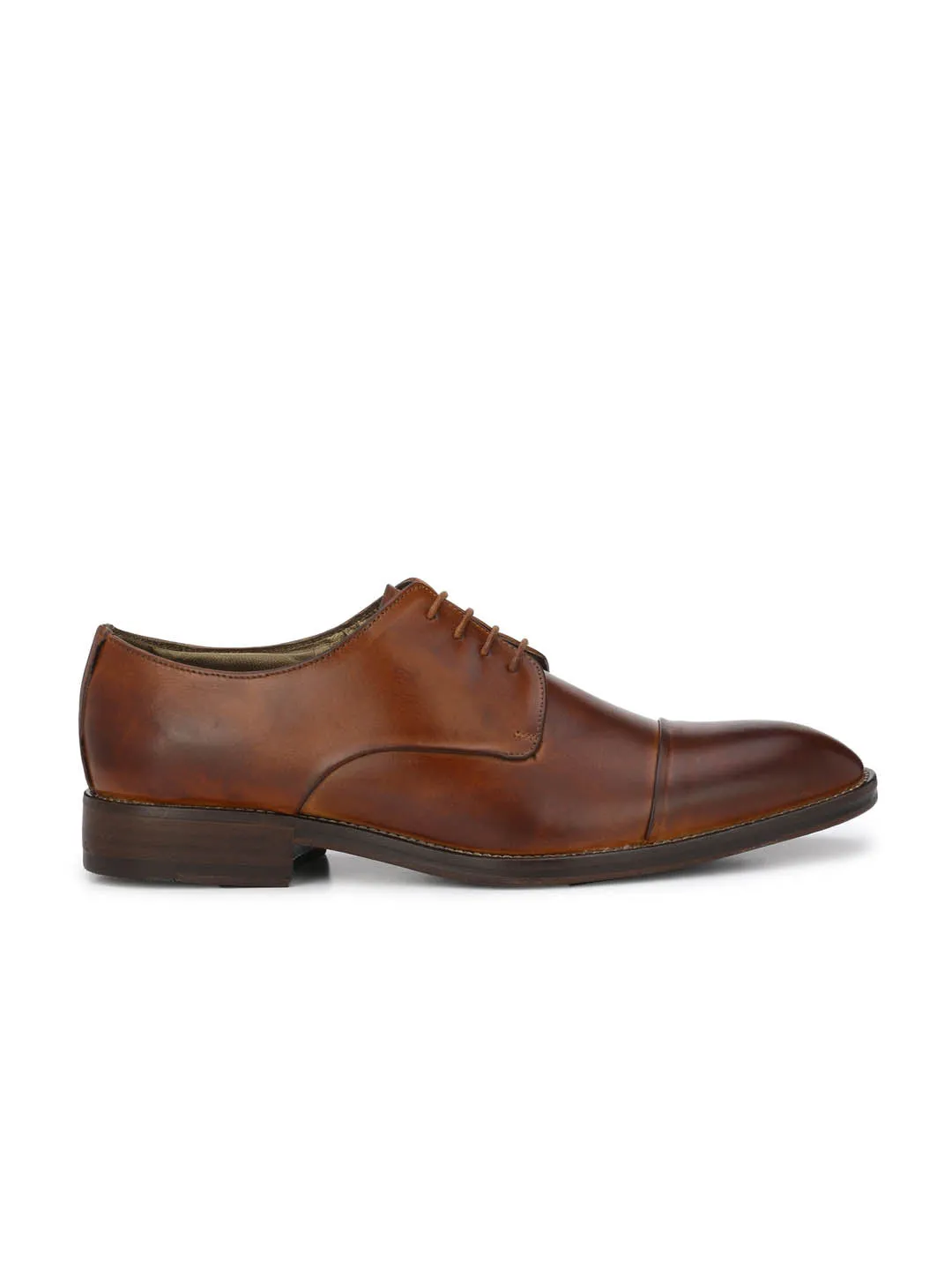 Hitz Men's Tan Leather Lace-up Semi-Formal Shoes