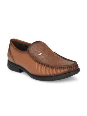 Hitz Men's Tan Leather Slip-On Comfort Shoes