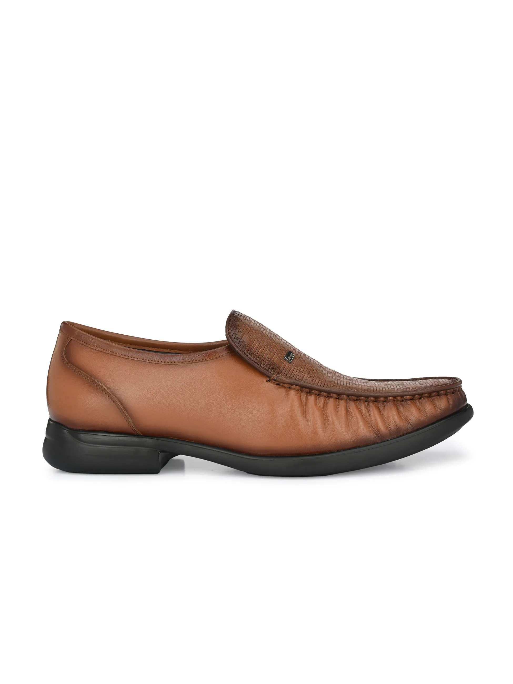 Hitz Men's Tan Leather Slip-On Comfort Shoes