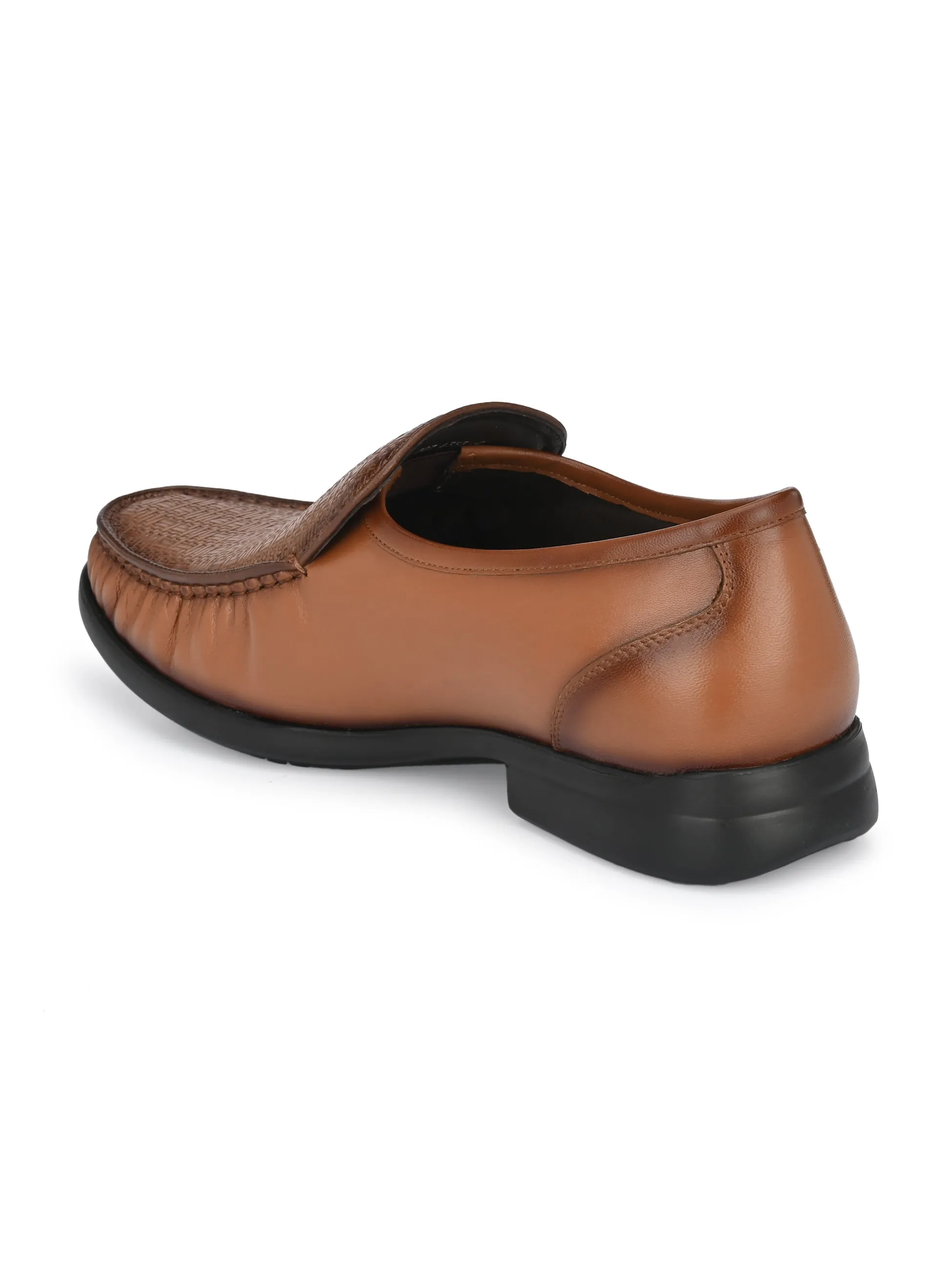 Hitz Men's Tan Leather Slip-On Comfort Shoes