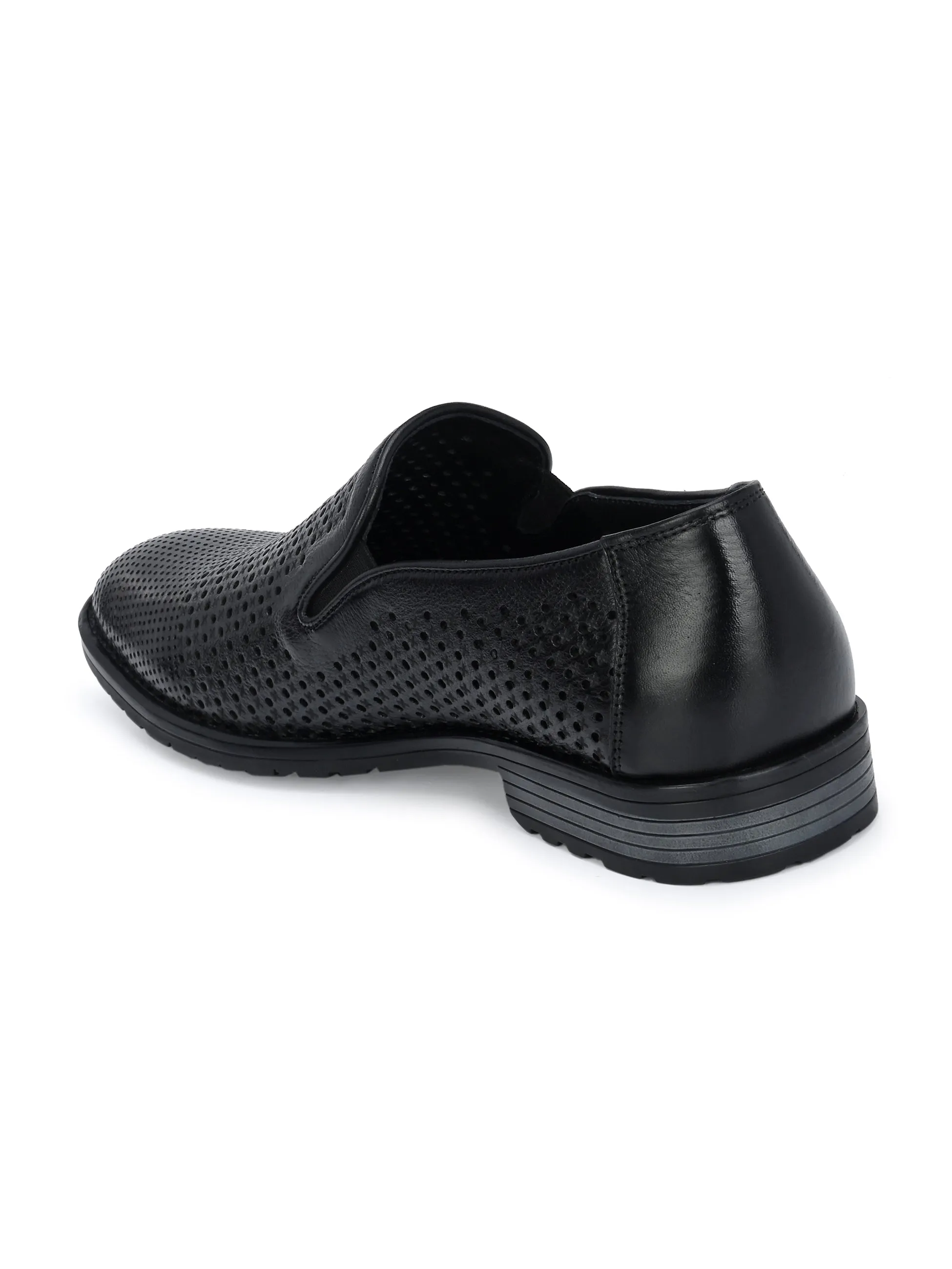 HITZ1681 Men's Black Leather Party Wear Slip On Shoes