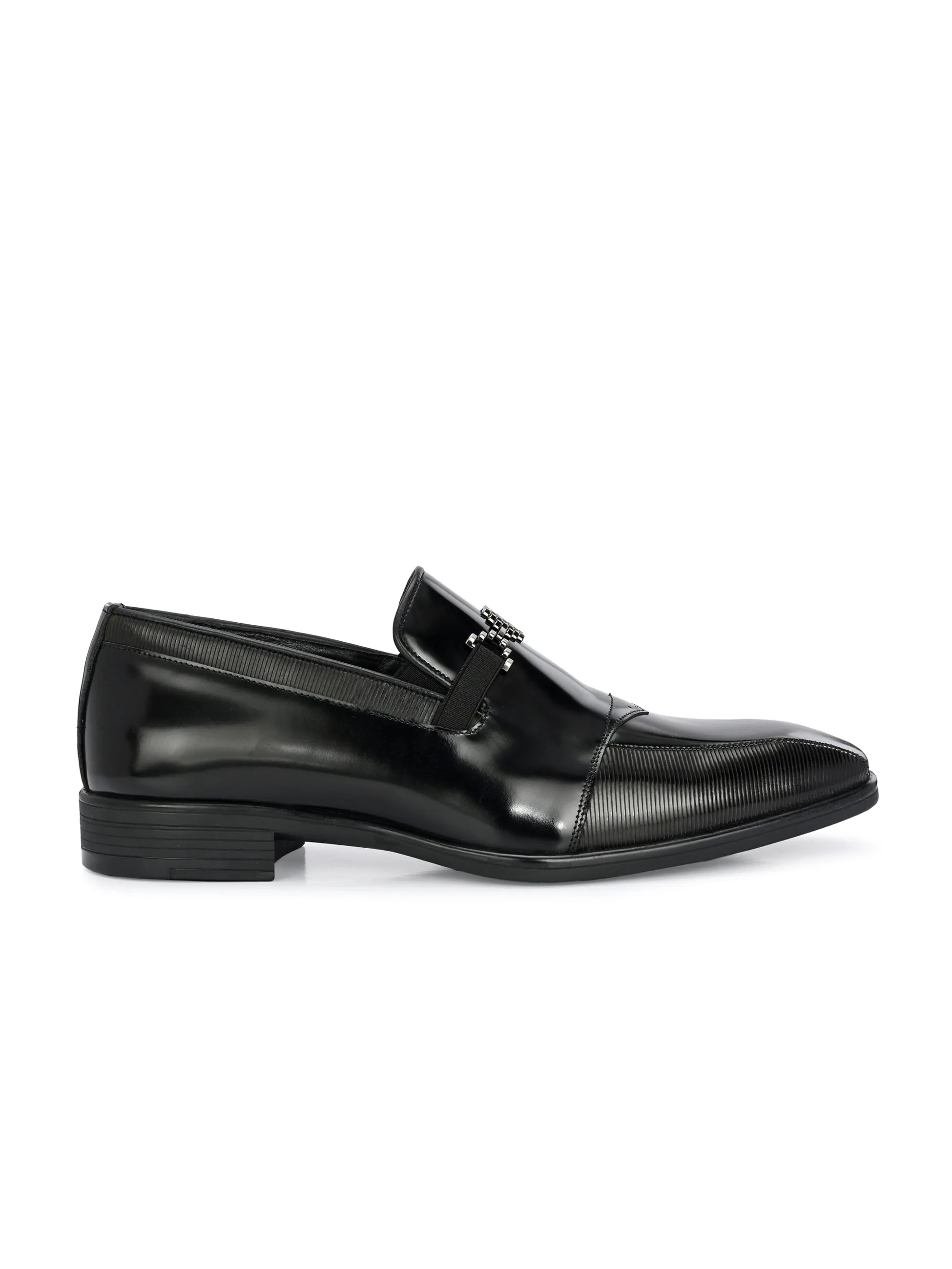 HITZ3718-Men's Black Leather Party Wear Shoes