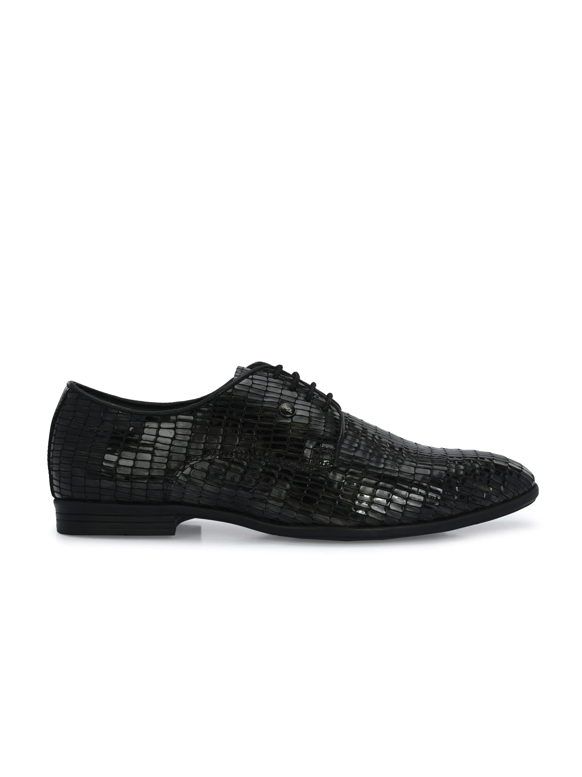 HITZ6345-Men's Grey Leather Party Wear Shoes