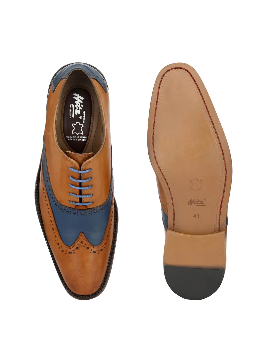 HITZ7101 Men's Tan Leather Formal  Lace-Up Shoes