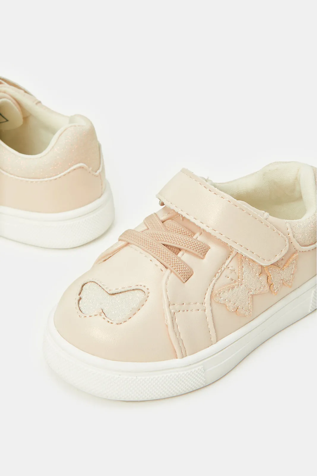 Infant Girls Beige Velcro Strap Sneakers