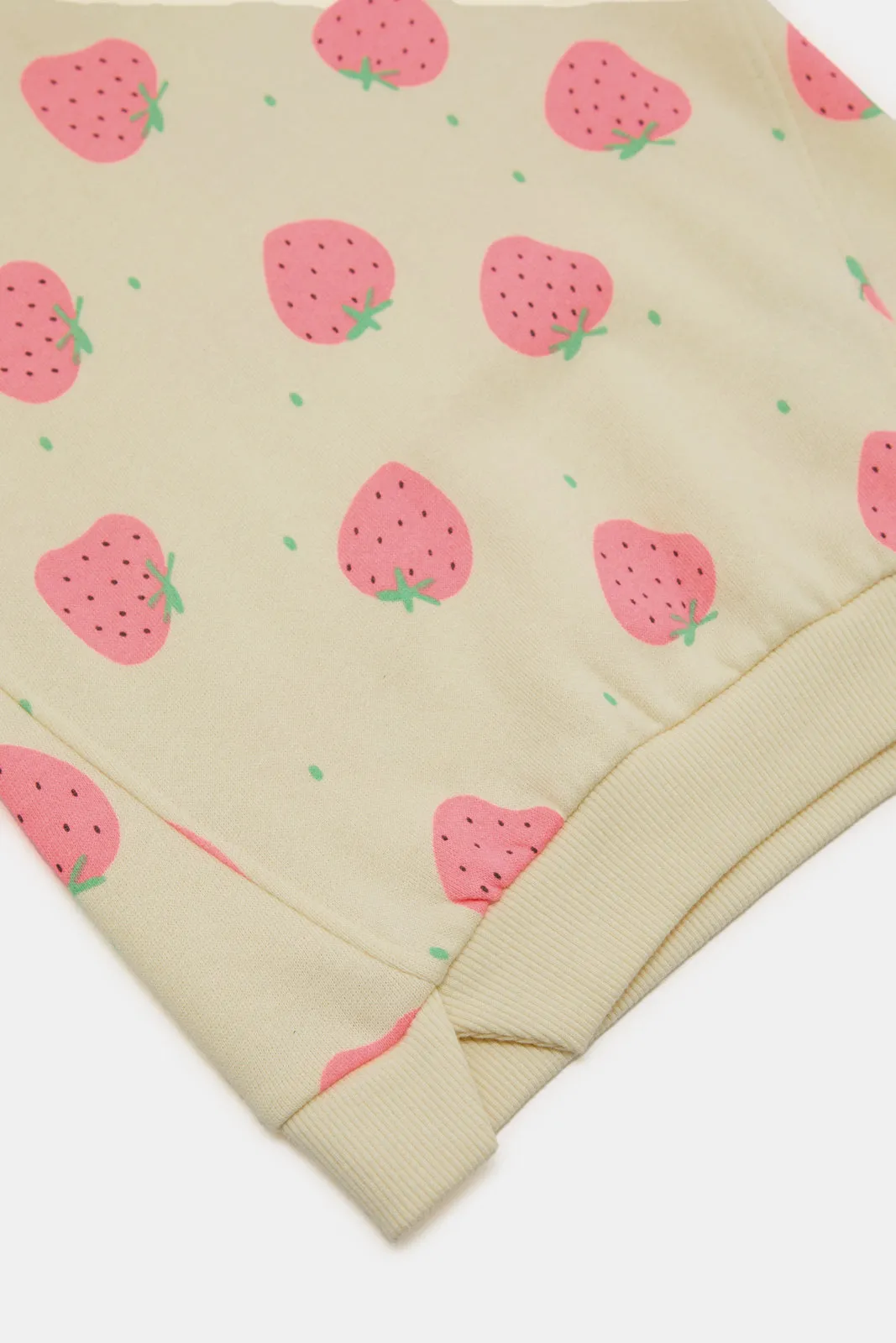 Infant Girls Ivory Strawberry Print Sweatshirt