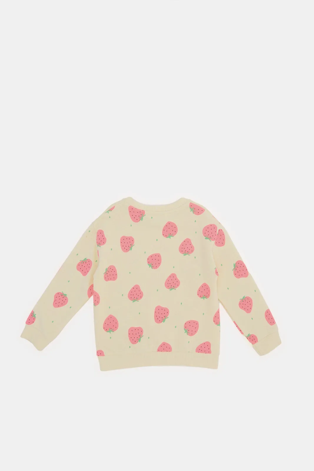 Infant Girls Ivory Strawberry Print Sweatshirt