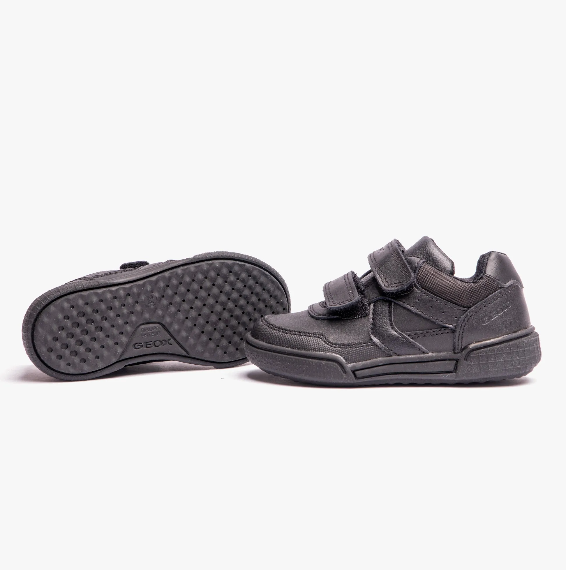 J POSEIDO BOY Kids Leather Sneakers Black