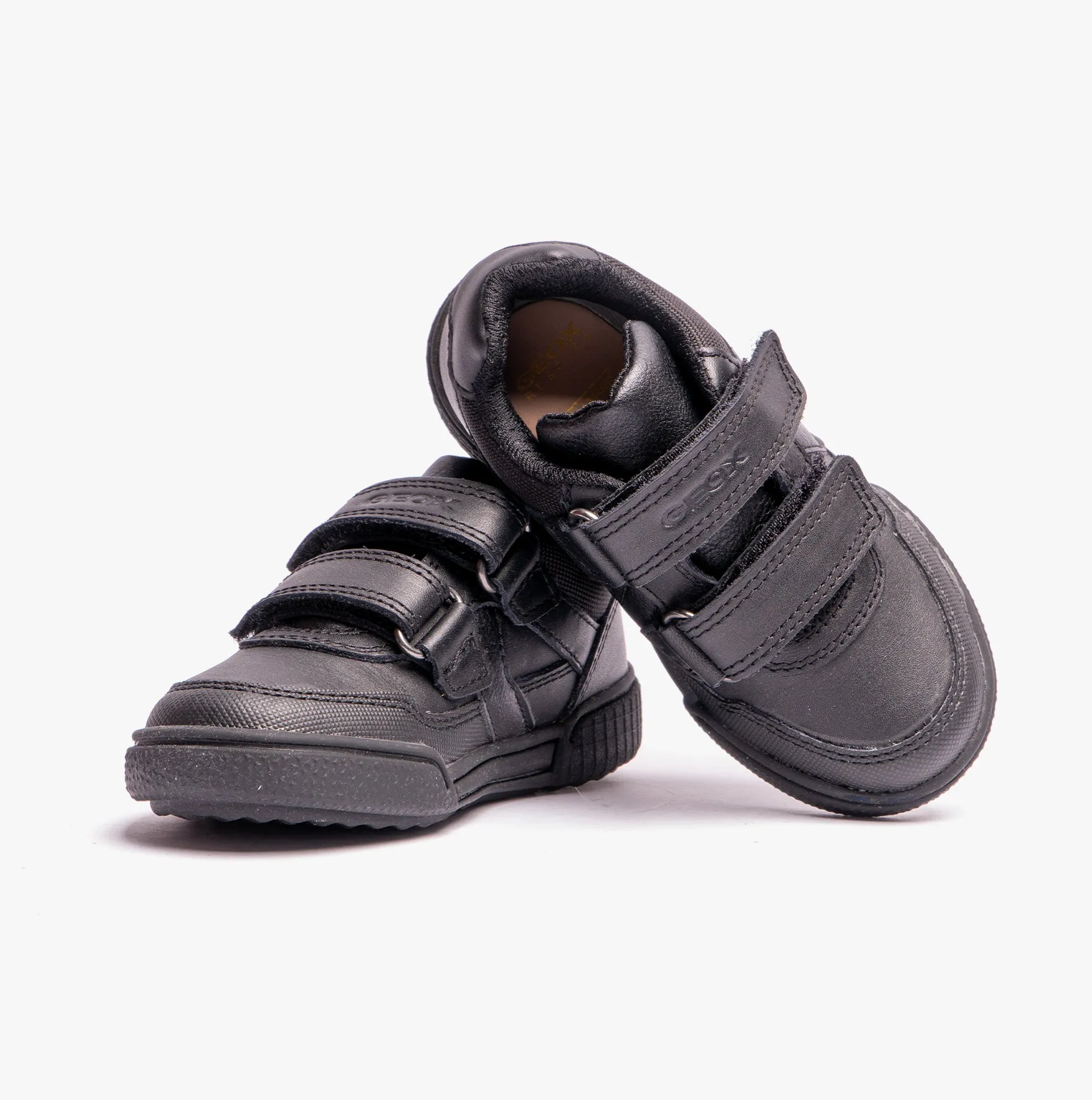 J POSEIDO BOY Kids Leather Sneakers Black