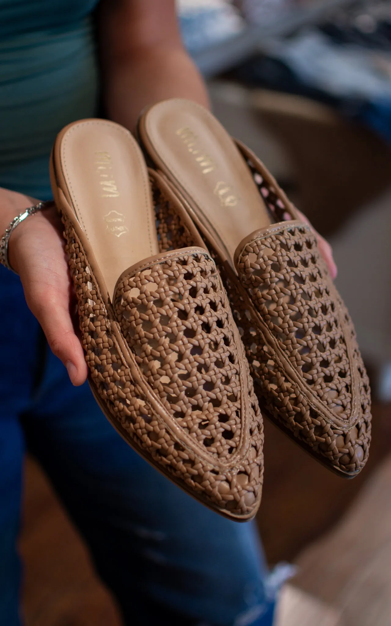 Jalissa Leather Woven Mules