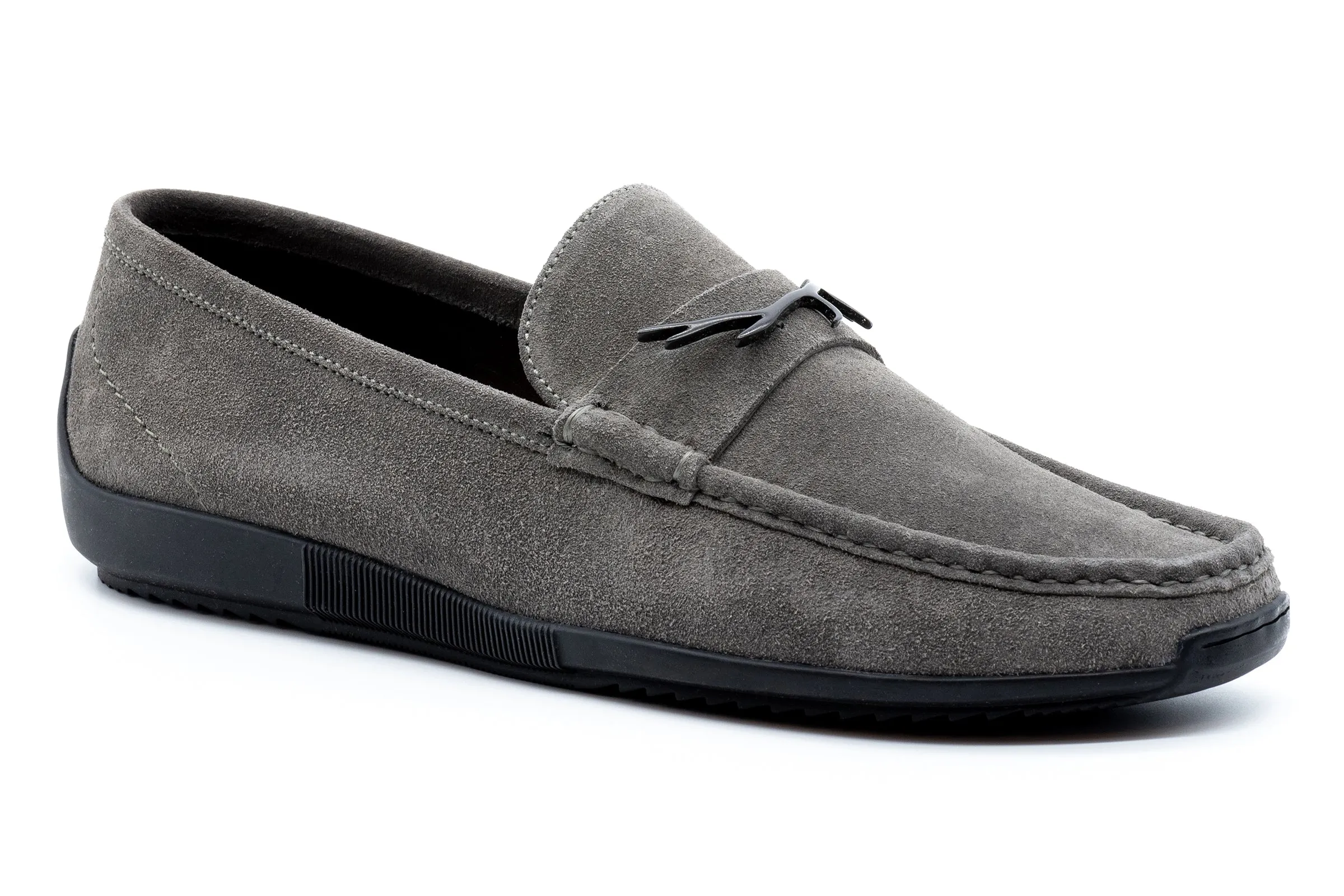 Jameson Suede Antler Bit Loafers - Graphite