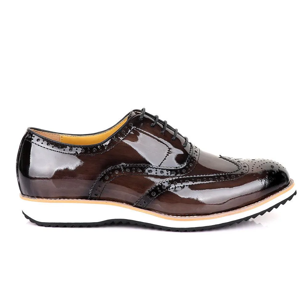 John Mendson Glossy Coffee Formal Shoe