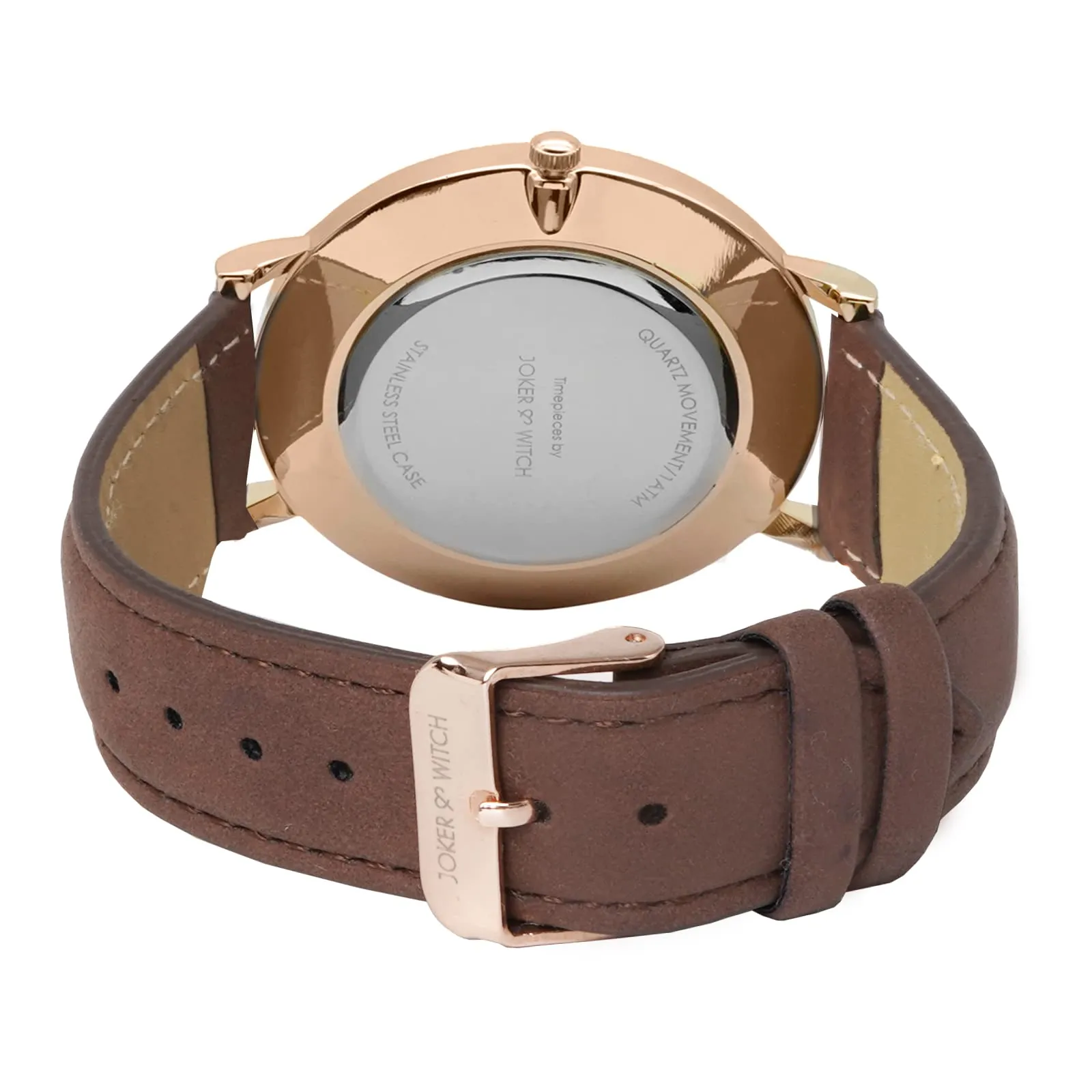 Joker & Witch Hope White Dial Brown Faux Leather Analogue Watch for Women