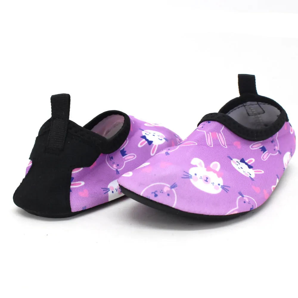 Kid's Girl Rabbit Print Water Shoes,Lilac