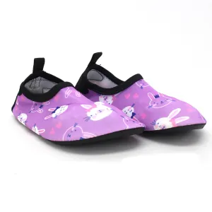 Kid's Girl Rabbit Print Water Shoes,Lilac