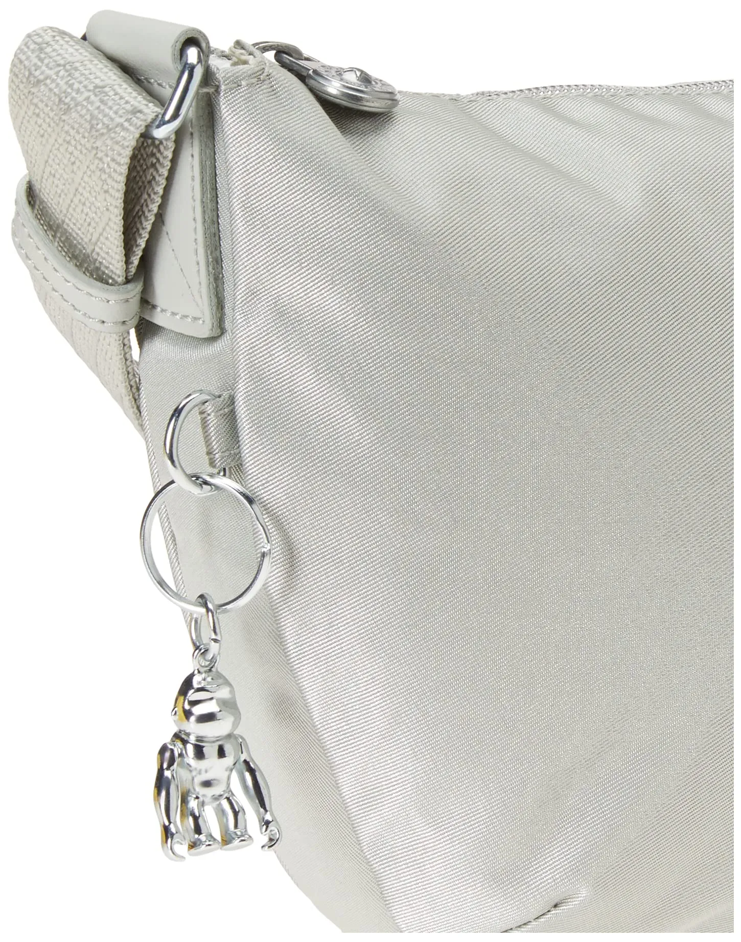 Kipling Women’s Anila Shoulder Bag, Elegant Nylon Purse, Adjustable Crossbody Strap, Dynamic Silver