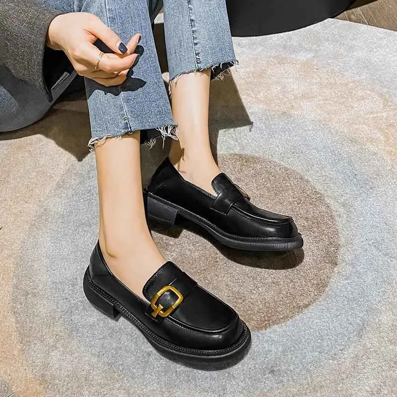 Korean Style Leather Loafers: Women's Casual Shoes CS837-10