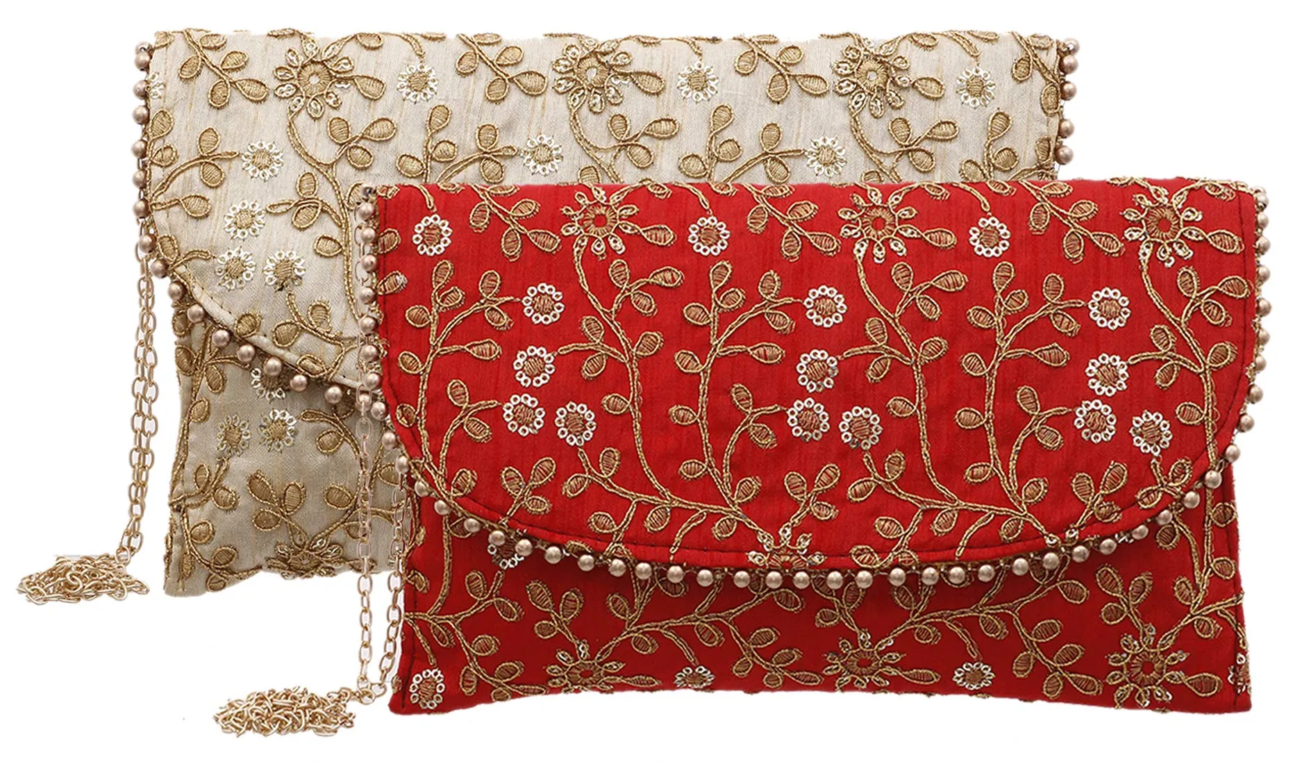 Kuber Industries Handcrafted 2 Pieces Embroidered Clutch Bag