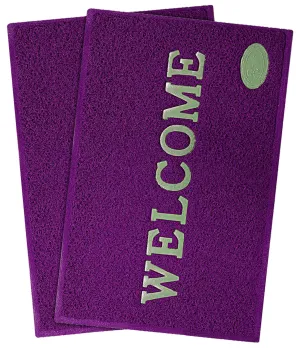 Kuber Industries Rubber Anti Slip Welcome Door Mat for Home Entrance, Office, Shop (Purple)-Pack of 2-KUBMART15364