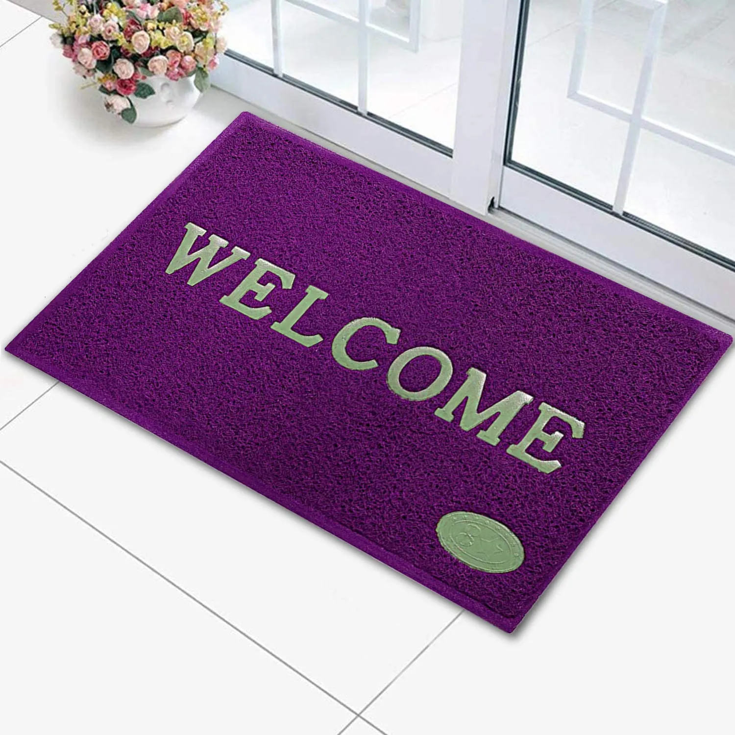 Kuber Industries Rubber Anti Slip Welcome Door Mat for Home Entrance, Office, Shop (Purple)-Pack of 2-KUBMART15364