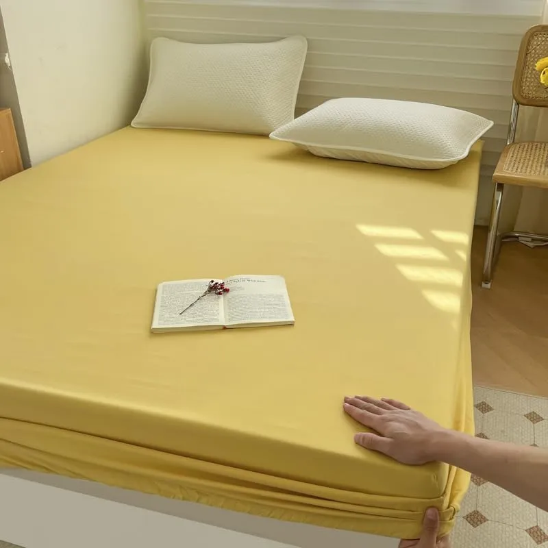 Kuber Industries Single Bed Mattress ProtectorBed Protecter With Elastic "90x200" CM (Yellow)