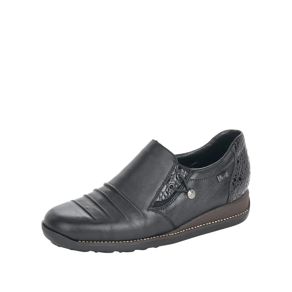 Ladies Rieker Black Leather Shoes 44254-00 Water Repellent sale