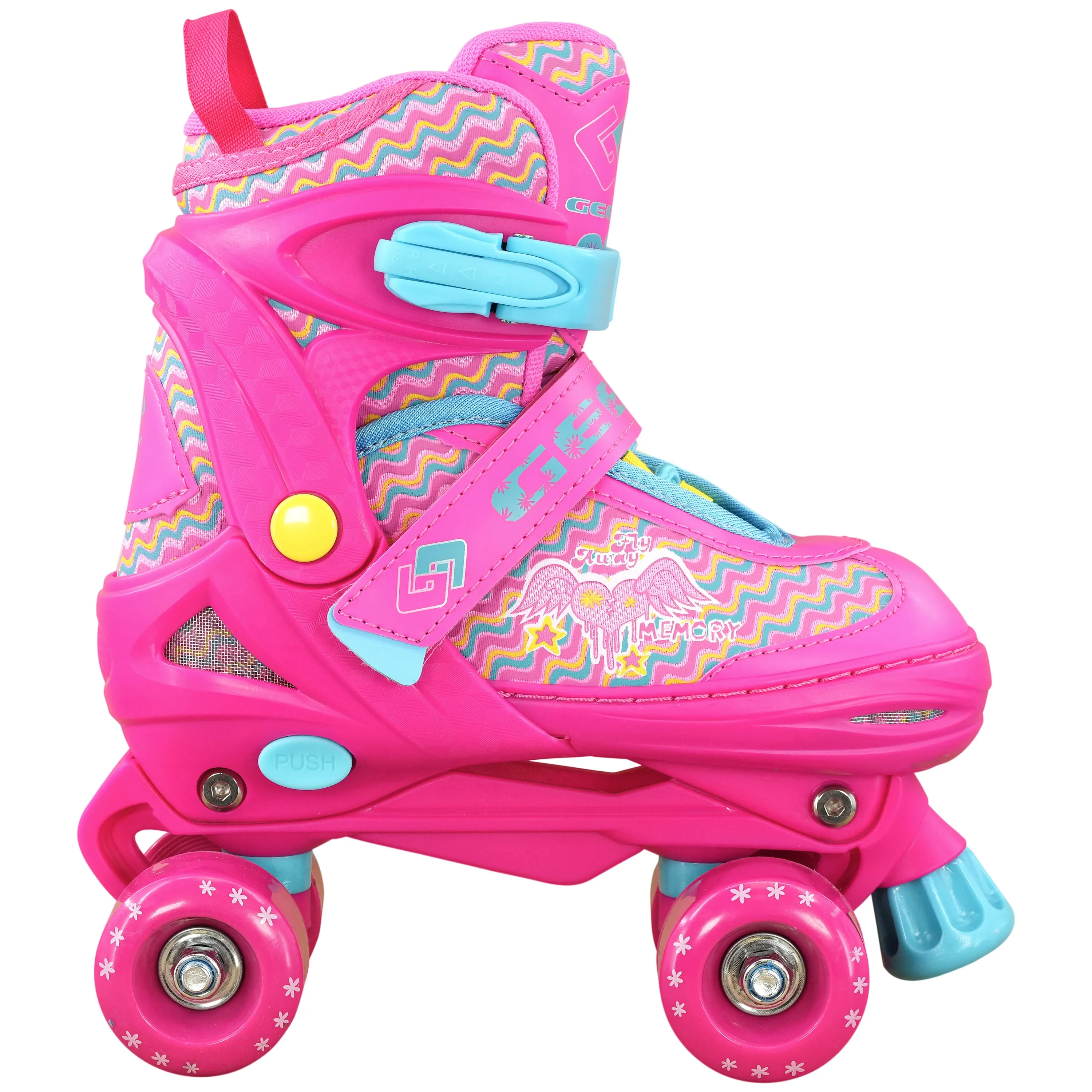 Large Pink Kids Roller Skates Boots