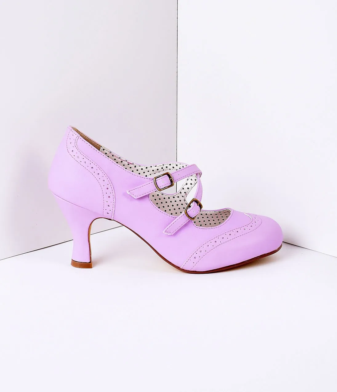 Lavender Faux Leather Detailed Heel