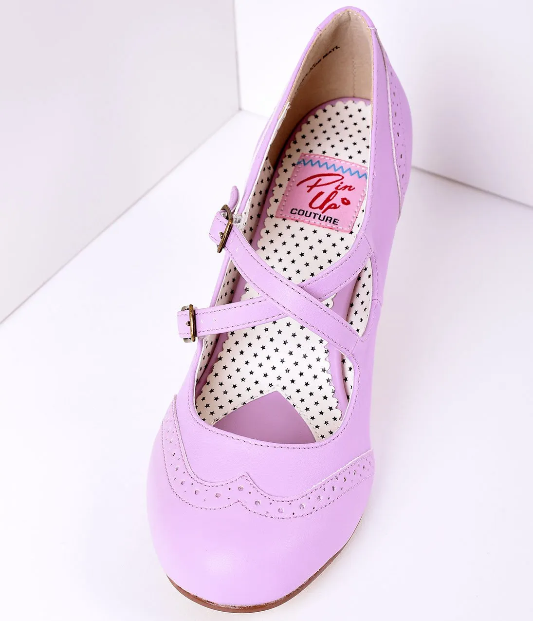 Lavender Faux Leather Detailed Heel