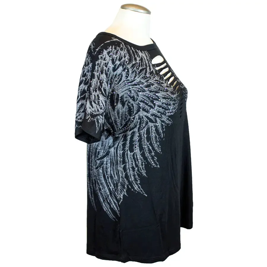 Liberty Wear Women's Cut Out Wings Top