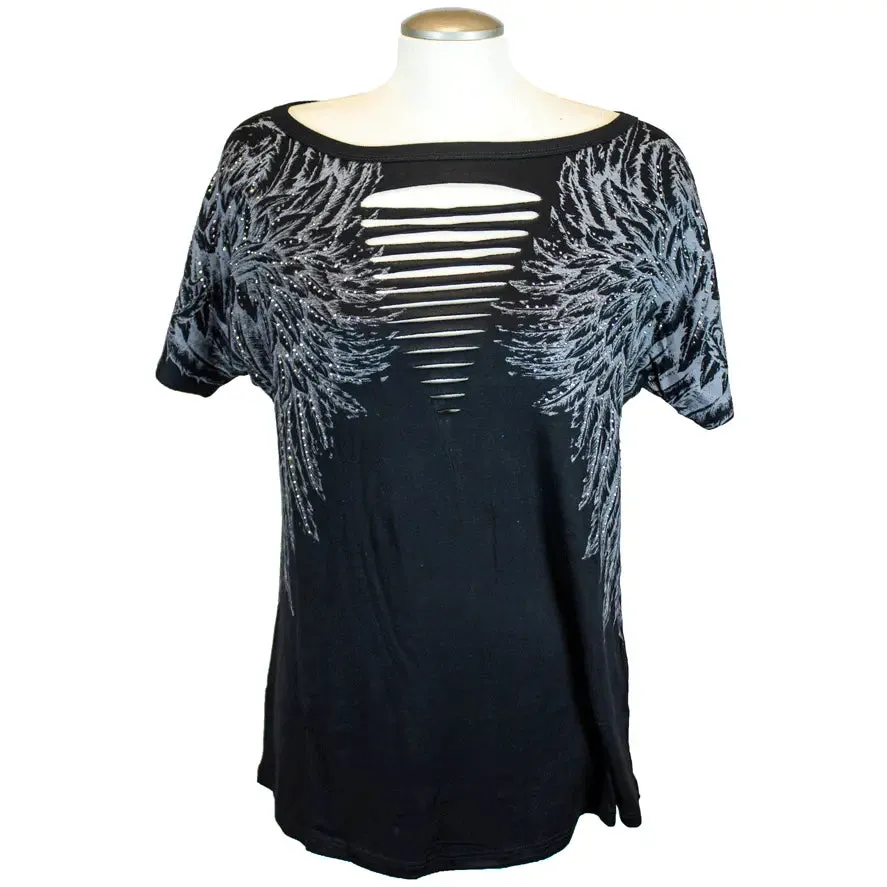 Liberty Wear Women's Cut Out Wings Top