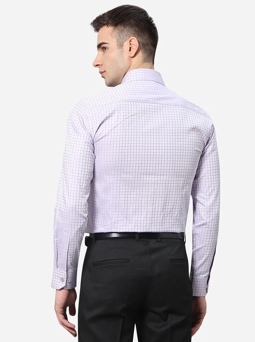 Light Purple Checked Regular Fit Formal Shirt | Greenfibre