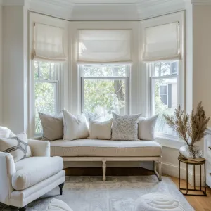 Linen Roman Shades for Bay Window - Lined or Unlined