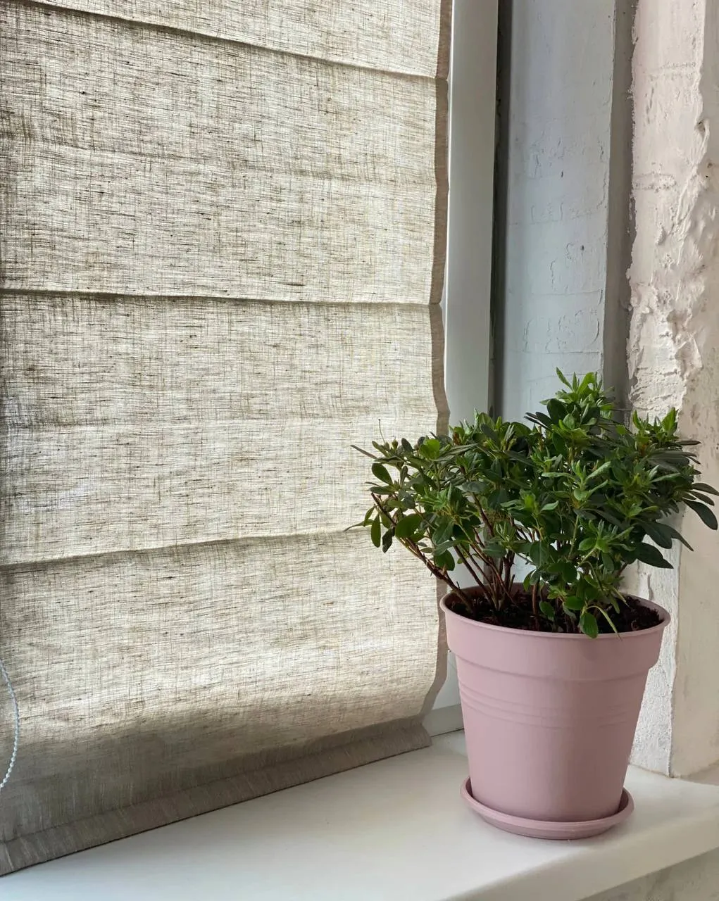 Linen Roman Shades for Bay Window - Lined or Unlined