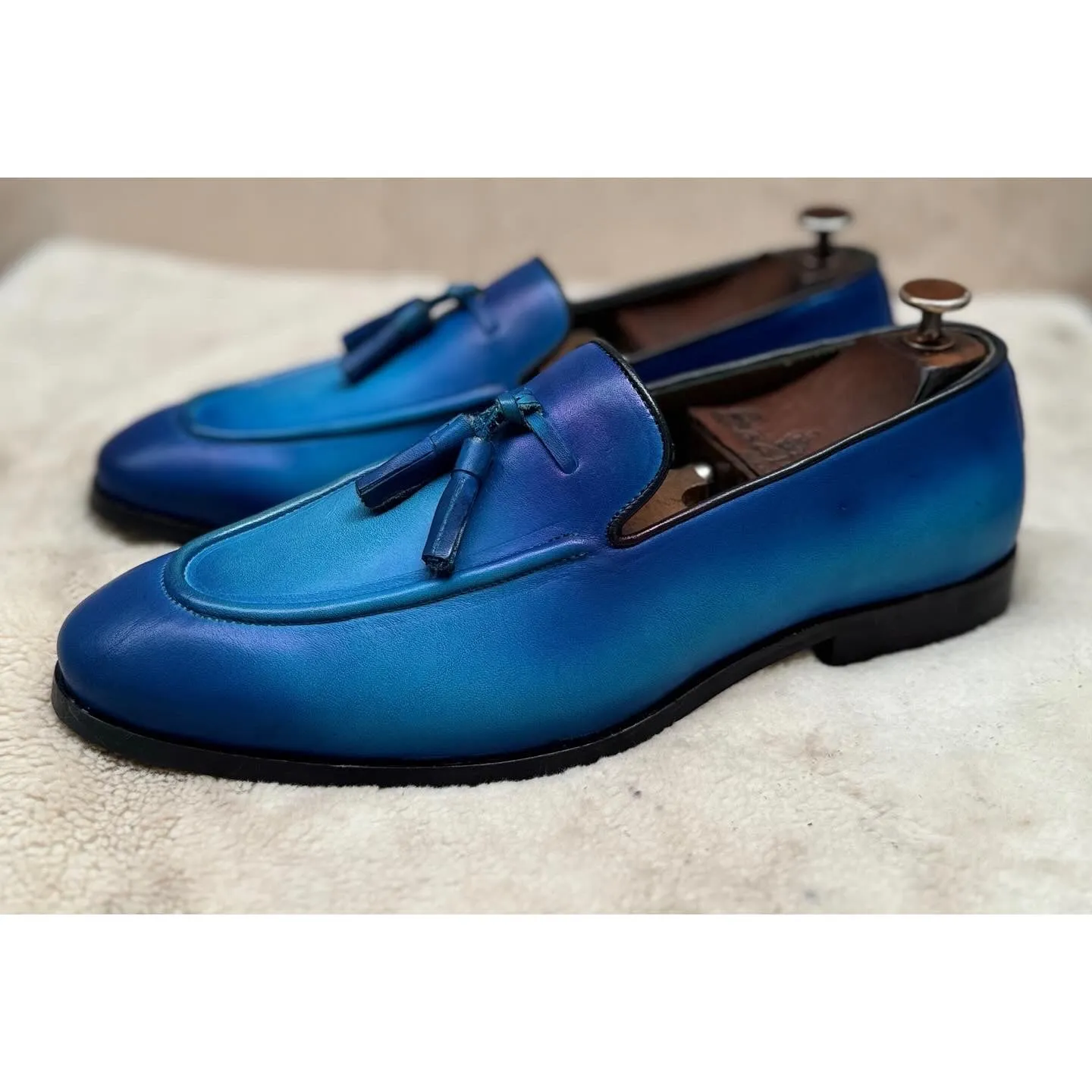 Loafers With Tassels Blue