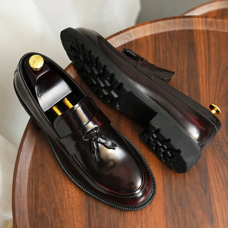 LuxeLeather Classic Slip-on Tassel Loafers