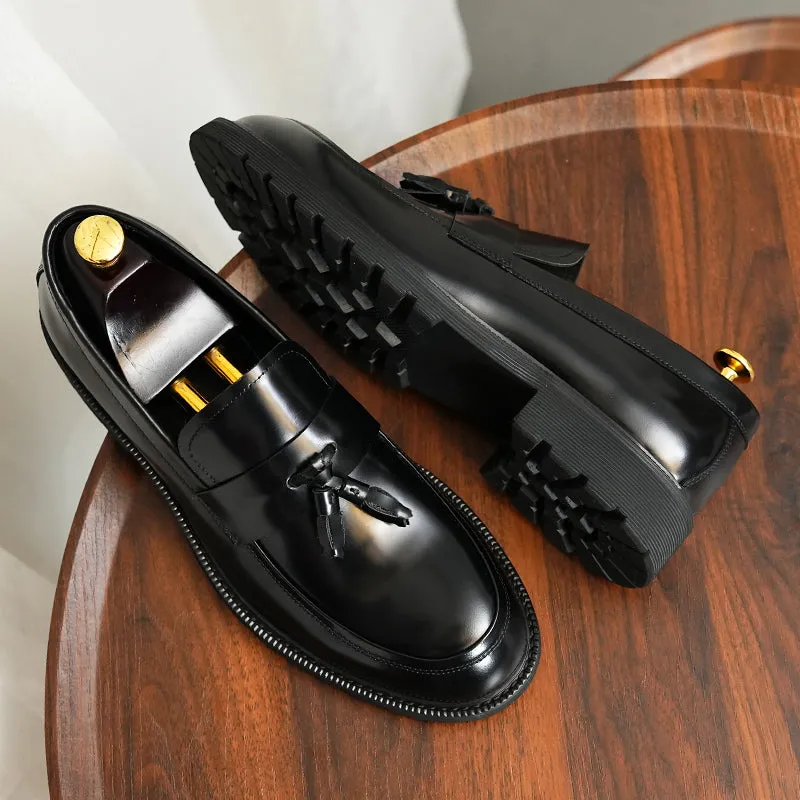 LuxeLeather Classic Slip-on Tassel Loafers