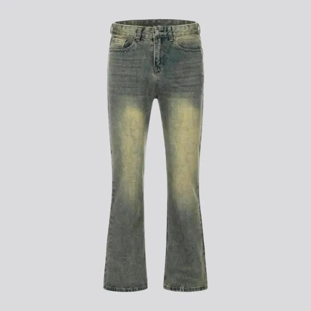 Medium-wash whiskered jeans
 for men